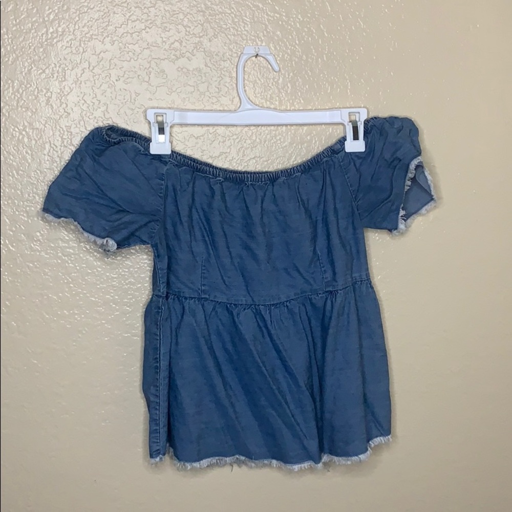 Off the shoulder jean style top